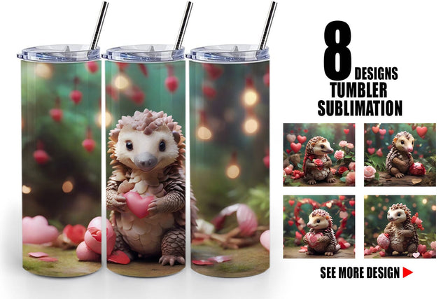 Tumbler Wrap Valentine Pangolin Sublimation artnoy 