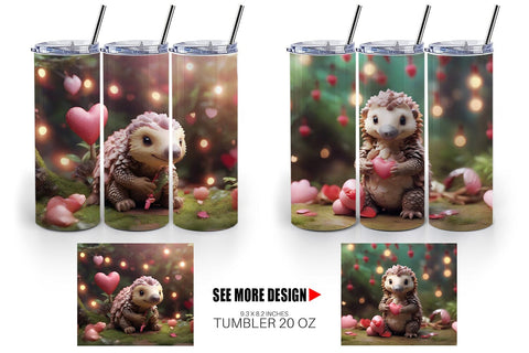 Tumbler Wrap Valentine Pangolin Sublimation artnoy 