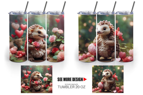 Tumbler Wrap Valentine Pangolin Sublimation artnoy 