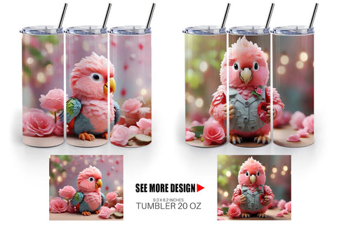 Tumbler Wrap Valentine Parrot Sublimation artnoy 