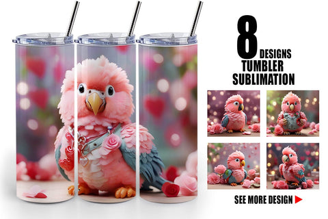 Tumbler Wrap Valentine Parrot Sublimation artnoy 