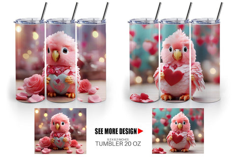Tumbler Wrap Valentine Parrot Sublimation artnoy 