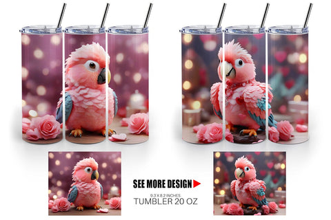 Tumbler Wrap Valentine Parrot Sublimation artnoy 