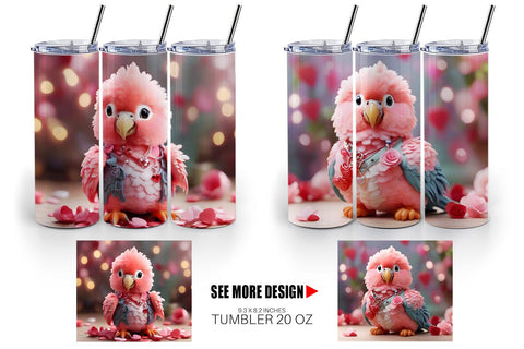 Tumbler Wrap Valentine Parrot Sublimation artnoy 