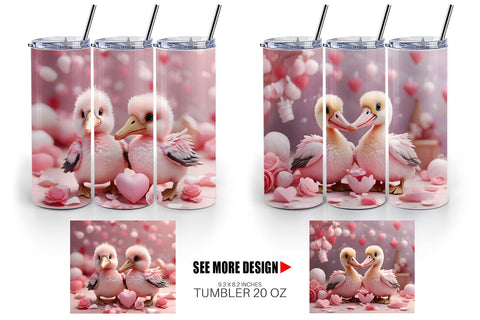 Tumbler Wrap Valentine Pelicans Sublimation artnoy 