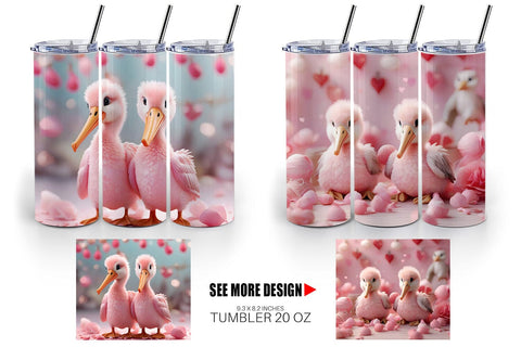 Tumbler Wrap Valentine Pelicans Sublimation artnoy 