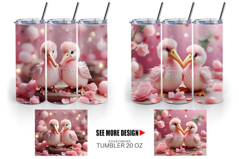 Tumbler Wrap Valentine Pelicans Sublimation artnoy 