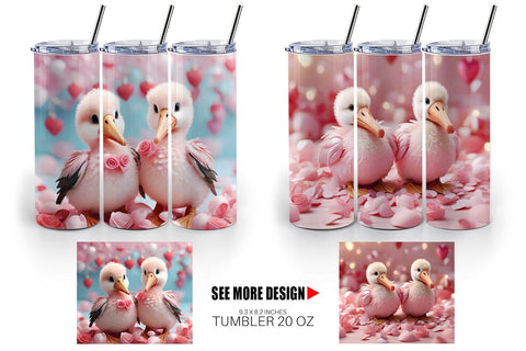 Tumbler Wrap Valentine Pelicans Sublimation artnoy 