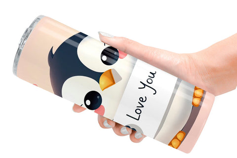 Tumbler Wrap Valentine Penguin Cartoon Sublimation artnoy 