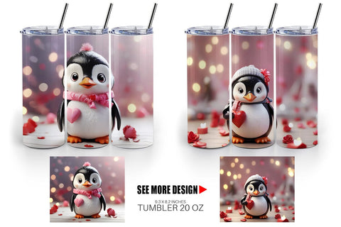 Tumbler Wrap Valentine Penguin Sublimation artnoy 