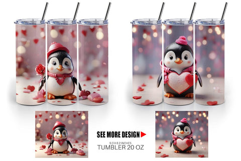 Tumbler Wrap Valentine Penguin Sublimation artnoy 