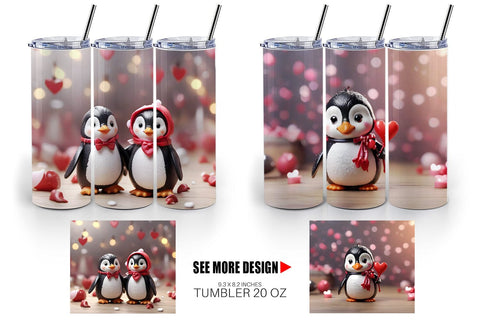 Tumbler Wrap Valentine Penguin Sublimation artnoy 