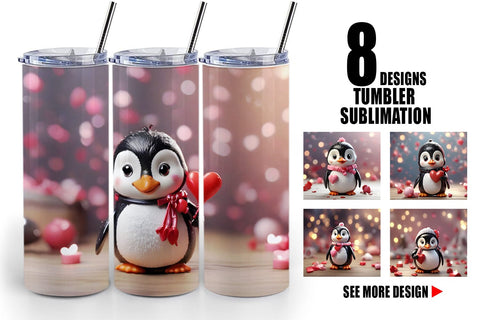 Tumbler Wrap Valentine Penguin Sublimation artnoy 