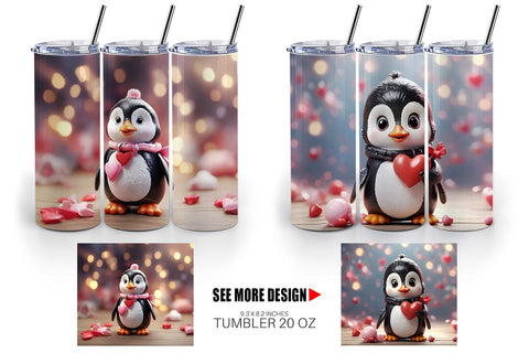Tumbler Wrap Valentine Penguin Sublimation artnoy 