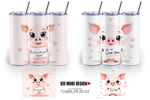 Tumbler Wrap Valentine Pig Cartoon Sublimation artnoy 