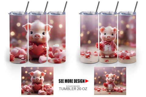 Tumbler Wrap Valentine Pig Sublimation artnoy 
