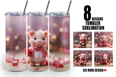 Tumbler Wrap Valentine Pig Sublimation artnoy 