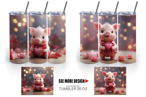 Tumbler Wrap Valentine Pig Sublimation artnoy 