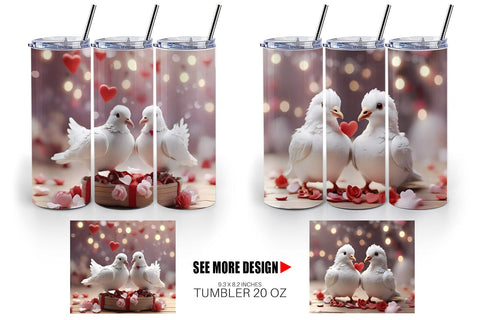 Tumbler Wrap Valentine Pigeons Sublimation artnoy 