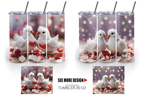 Tumbler Wrap Valentine Pigeons Sublimation artnoy 