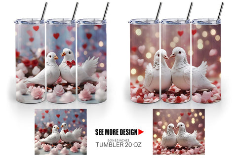 Tumbler Wrap Valentine Pigeons Sublimation artnoy 