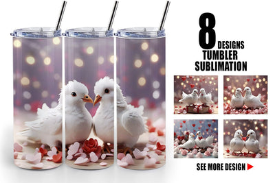 Tumbler Wrap Valentine Pigeons Sublimation artnoy 