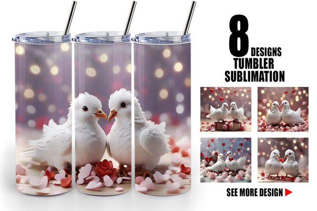 Tumbler Wrap Valentine Pigeons Sublimation artnoy 
