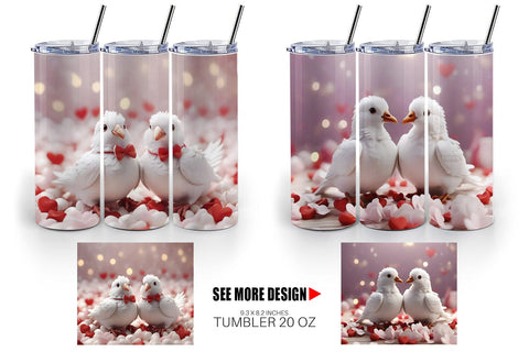 Tumbler Wrap Valentine Pigeons Sublimation artnoy 