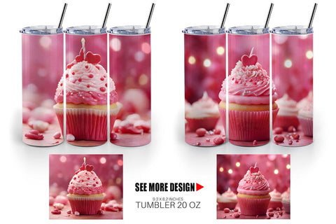Tumbler Wrap Valentine pink cupcake Sublimation artnoy 