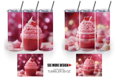 Tumbler Wrap Valentine pink cupcake Sublimation artnoy 