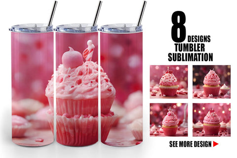 Tumbler Wrap Valentine pink cupcake Sublimation artnoy 