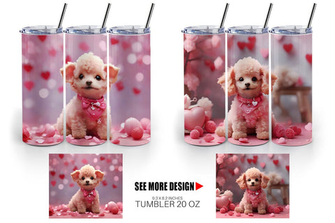 Tumbler Wrap Valentine Poodle Dog Sublimation artnoy 