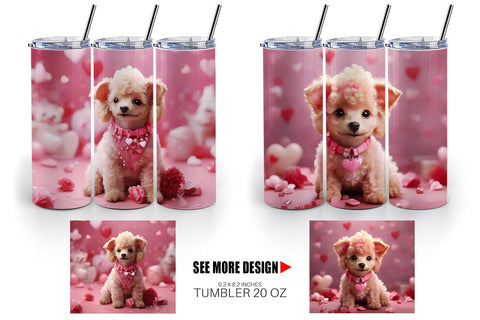 Tumbler Wrap Valentine Poodle Dog Sublimation artnoy 