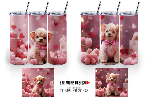 Tumbler Wrap Valentine Poodle Dog Sublimation artnoy 