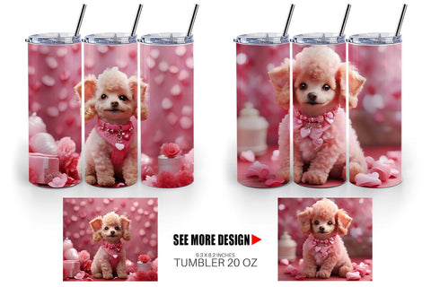 Tumbler Wrap Valentine Poodle Dog Sublimation artnoy 