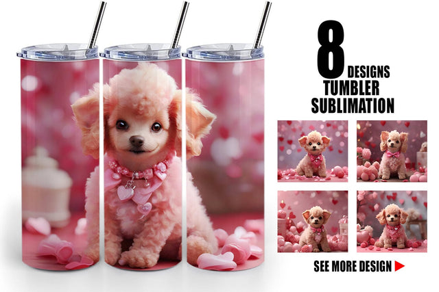 Tumbler Wrap Valentine Poodle Dog Sublimation artnoy 