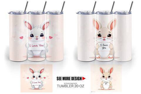 Tumbler Wrap Valentine Rabbit Cartoon Sublimation artnoy 