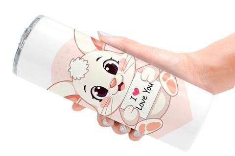 Tumbler Wrap Valentine Rabbit Cartoon Sublimation artnoy 