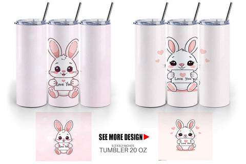 Tumbler Wrap Valentine Rabbit Cartoon Sublimation artnoy 