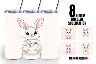 Tumbler Wrap Valentine Rabbit Cartoon Sublimation artnoy 