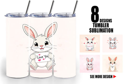 Tumbler Wrap Valentine Rabbit Cartoon Sublimation artnoy 