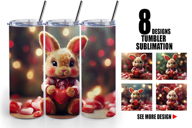Tumbler Wrap Valentine Rabbit Sublimation artnoy 