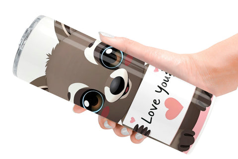 Tumbler Wrap Valentine Raccoon Cartoon Sublimation artnoy 
