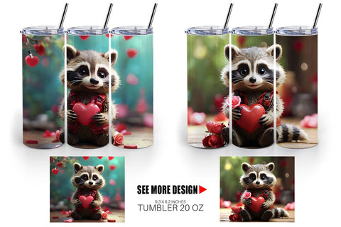 Tumbler Wrap Valentine Raccoon Sublimation artnoy 