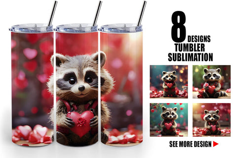 Tumbler Wrap Valentine Raccoon Sublimation artnoy 