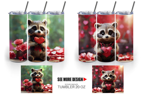 Tumbler Wrap Valentine Raccoon Sublimation artnoy 