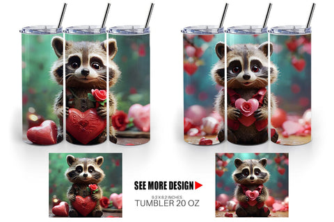 Tumbler Wrap Valentine Raccoon Sublimation artnoy 