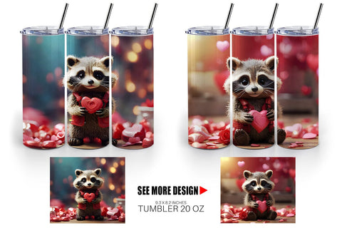 Tumbler Wrap Valentine Raccoon Sublimation artnoy 