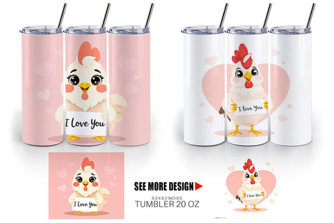 Tumbler Wrap Valentine Rooster Cartoon Sublimation artnoy 