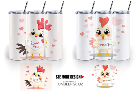 Tumbler Wrap Valentine Rooster Cartoon Sublimation artnoy 